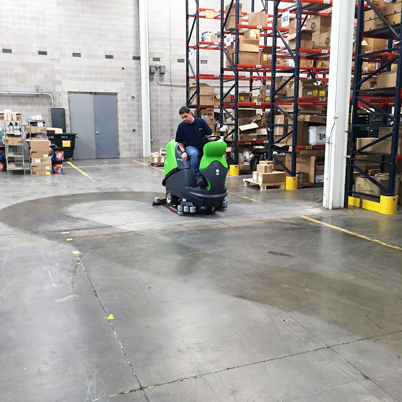 The CT160 scrubber is designed for commercial and warehouse cleaning applications.